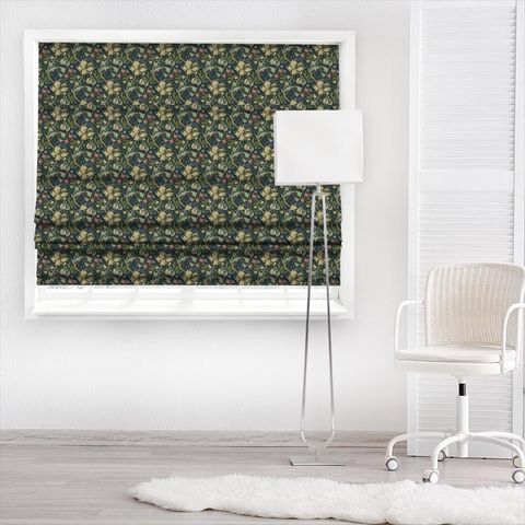 Golden Lily Midnight/Green Morris Made To Measure Roman Blind