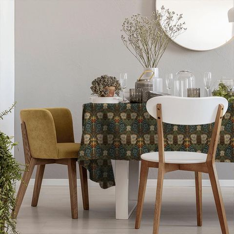 Honeysuckle And Tulip Velvet Forest/Chestnut Tablecloth