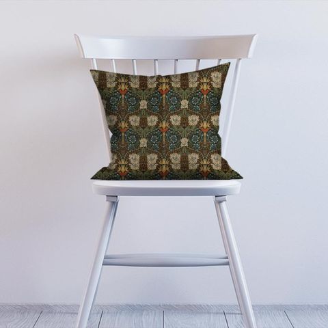 Honeysuckle And Tulip Velvet Forest/Chestnut Cushion