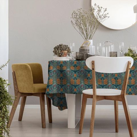 Honeysuckle And Tulip Velvet Woad/Mulberry Tablecloth