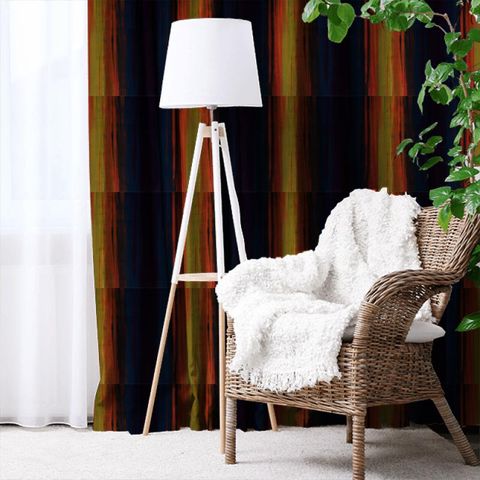Amazilia Velvets Mustard / Papaya / Indigo Made To Measure Curtain