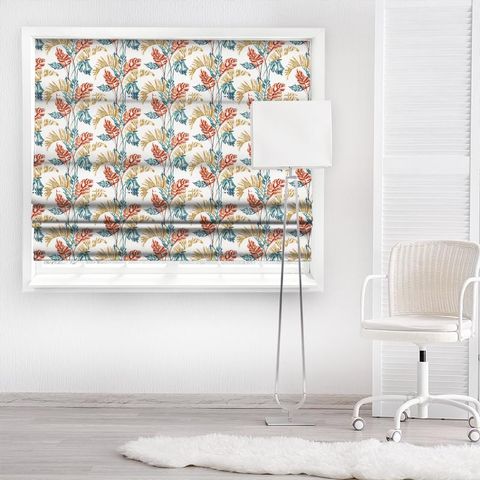 Toshiko Paprika / Teal / Olive Made To Measure Roman Blind