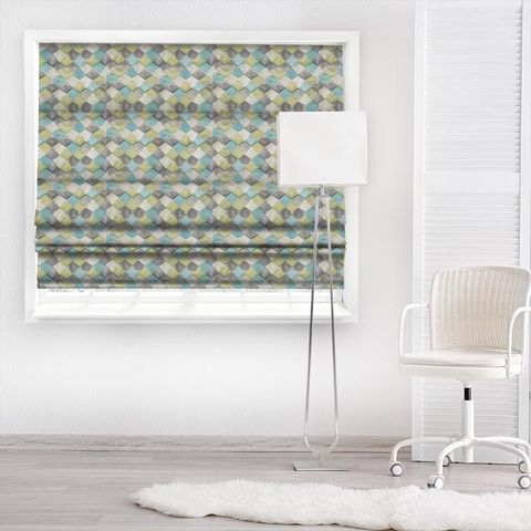 Rhythm Teal / Linden / Charcoal Made To Measure Roman Blind