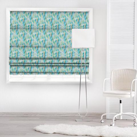 Trattino Turquoise / Ocean / Marine Made To Measure Roman Blind