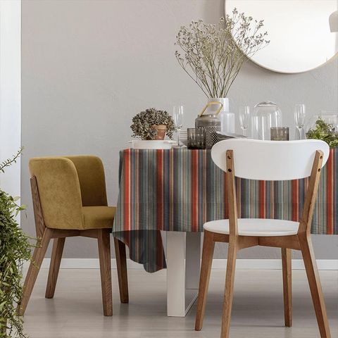 Spectro Stripe Teal/Sedonia/Rust Tablecloth