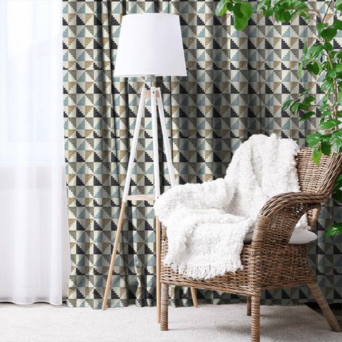 Mehari Sky/ Maize/ Charcoal Made To Measure Curtain