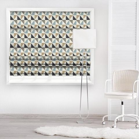 Mehari Sky/ Maize/ Charcoal Made To Measure Roman Blind