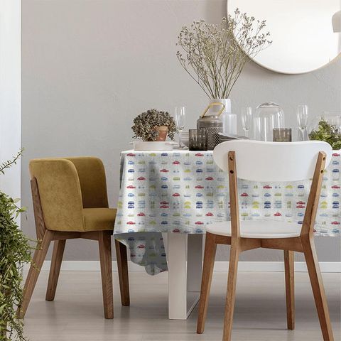 Go Go Retro Strawberry Sky Blue Lemon and Natural Tablecloth