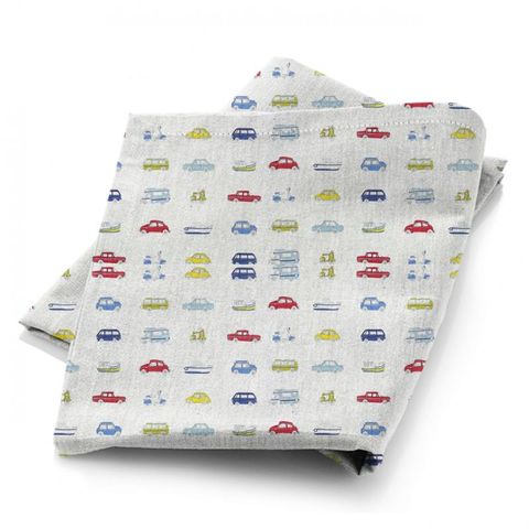 Go Go Retro Strawberry Sky Blue Lemon and Natural Fabric