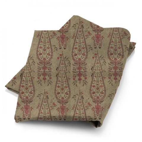 Koyari Paisley Antiquary/Crimson/Linen Fabric