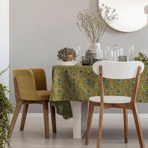 Oiseaux De Paradis Embroidery Olivine Tablecloth