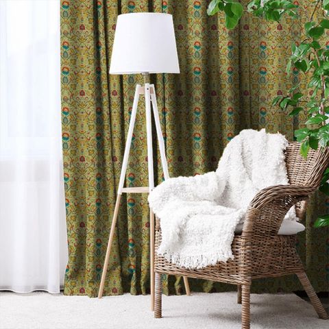 Oiseaux De Paradis Embroidery Olivine Made To Measure Curtain