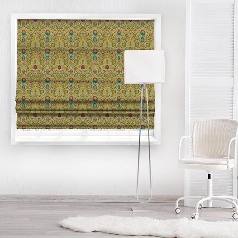 Oiseaux De Paradis Embroidery Olivine Made To Measure Roman Blind