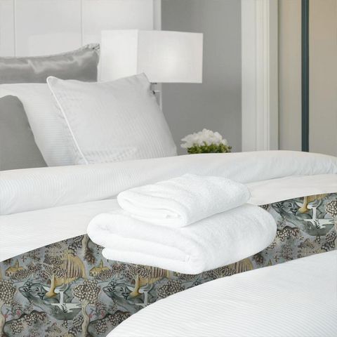 Verdure Lead Blue Bed Runner