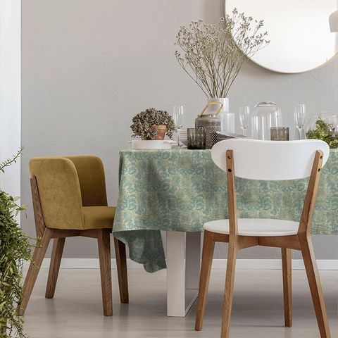 Pomegranate Print Dufour/Green Stone Tablecloth