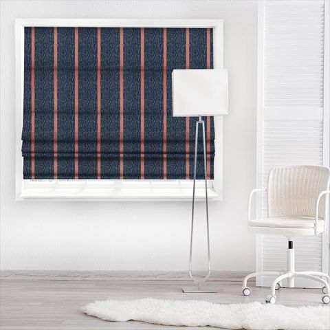 Lennox Stripe Indigo/Sunstone Made To Measure Roman Blind