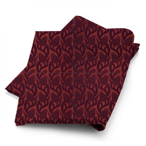 Persian Tulip Weave Crimson Fabric