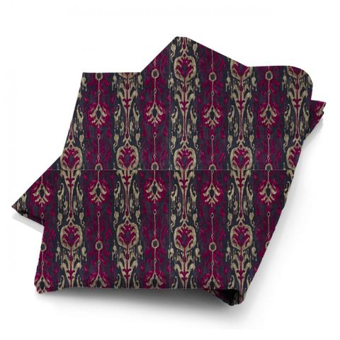 Kashgar Velvet Charcoal/Cerise Fabric
