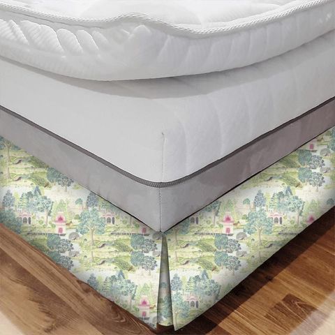 Peacock Garden Moss/Pink Bed Base Valance