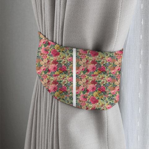 Rose & Peony Red Linen Tieback