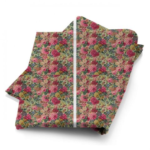 Rose & Peony Red Linen Fabric