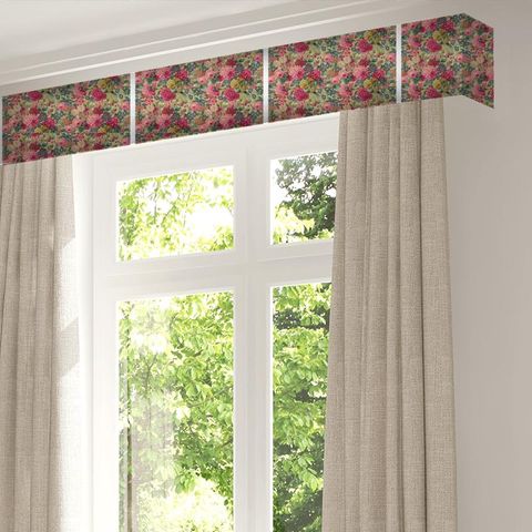 Rose & Peony Red Linen Pelmet