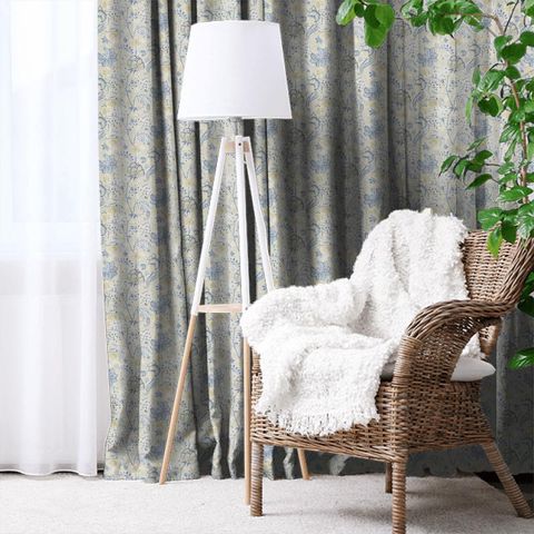 Shalimar China Blue/Linen Made To Measure Curtain