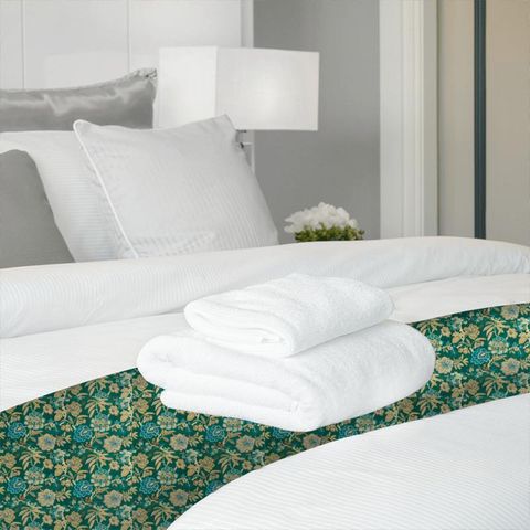 Indra Flower Emerald Bed Runner