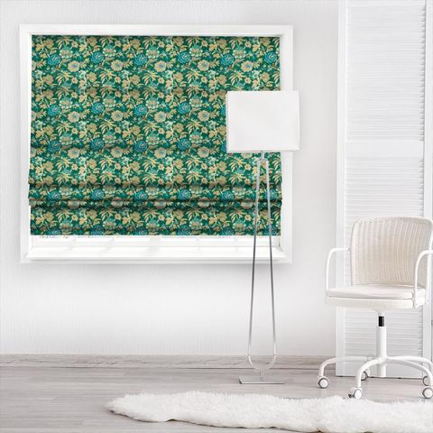 Indra Flower Emerald Made To Measure Roman Blind
