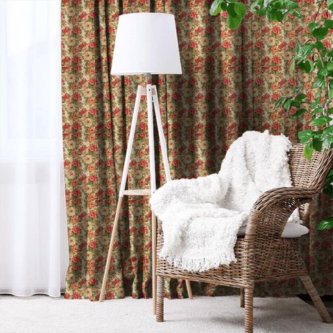Midsummer Rose Red/Green Made To Measure Curtain