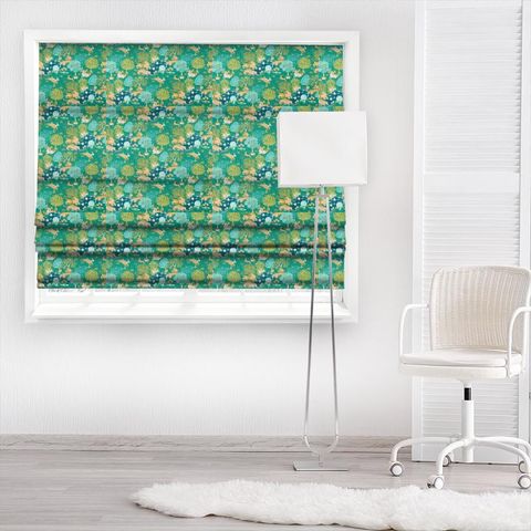 Pamir Garden Teal Made To Measure Roman Blind