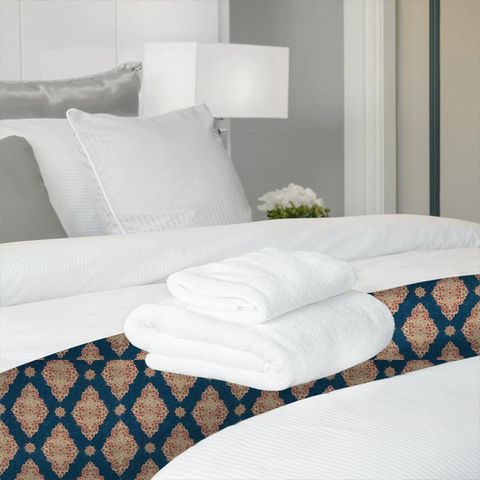Siam Diamond Cobalt/Flame Bed Runner