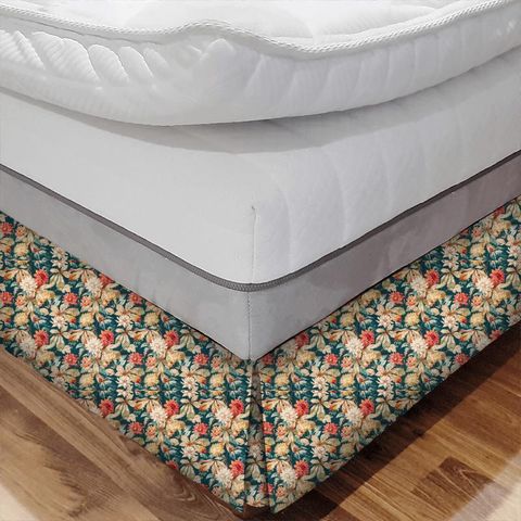 Dahlia & Rosehip Teal/Russet Velvet Bed Base Valance