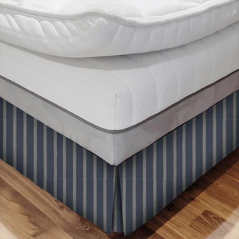 Burnett Stripe Indigo Bed Base Valance