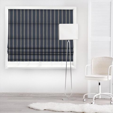 Burnett Stripe Indigo Made To Measure Roman Blind