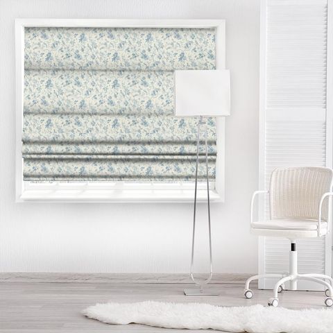 Pillemont Toile Ivory/China Blue Made To Measure Roman Blind