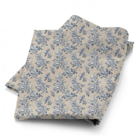 Sorilla Damask Indigo/Linen Fabric