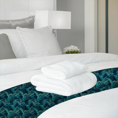 Palm House Ink/Teal Bed Runner