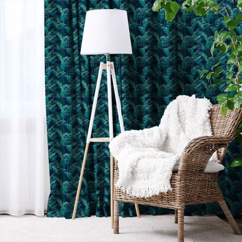 Palm House Ink/Teal Made To Measure Curtain