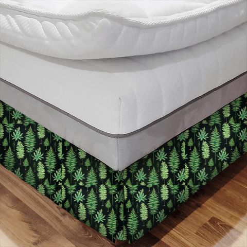 Fernery Botanical Green/Charcoal Bed Base Valance