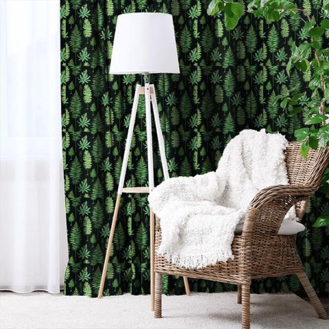 Fernery Botanical Green/Charcoal Made To Measure Curtain
