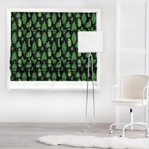 Fernery Botanical Green/Charcoal Made To Measure Roman Blind