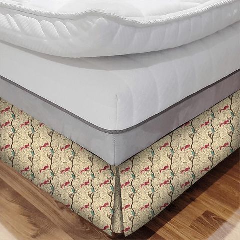 Squirrel & Dove Teal/Red Bed Base Valance