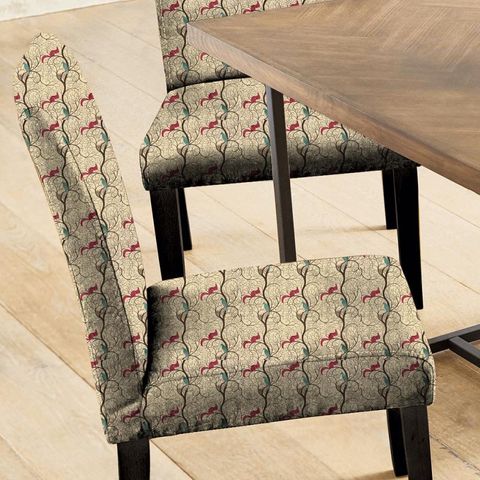Squirrel & Dove Teal/Red Seat Pad Cover