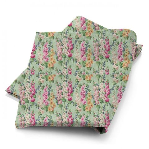 Hollyhocks Mint/Pink Fabric