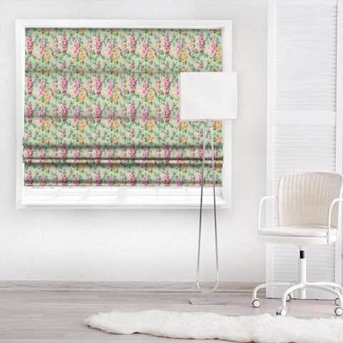 Hollyhocks Mint/Pink Made To Measure Roman Blind
