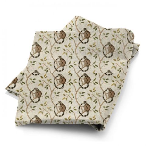 Ringtailed Lemur Olive Fabric