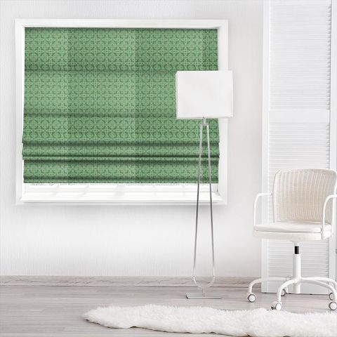 Hampton Weave Botanical Green Made To Measure Roman Blind