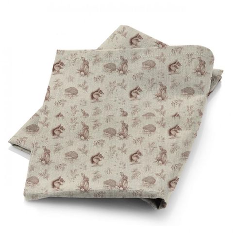 Squirrel & Hedgehog Walnut/Linen Fabric
