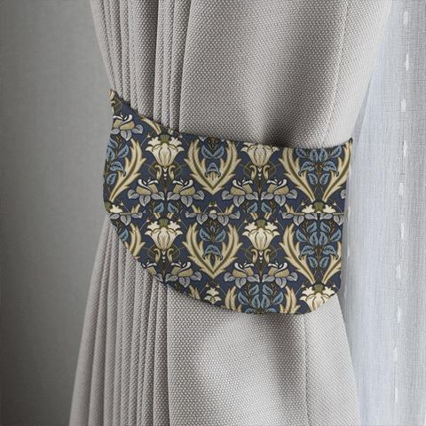 Acanthus Navy Tieback